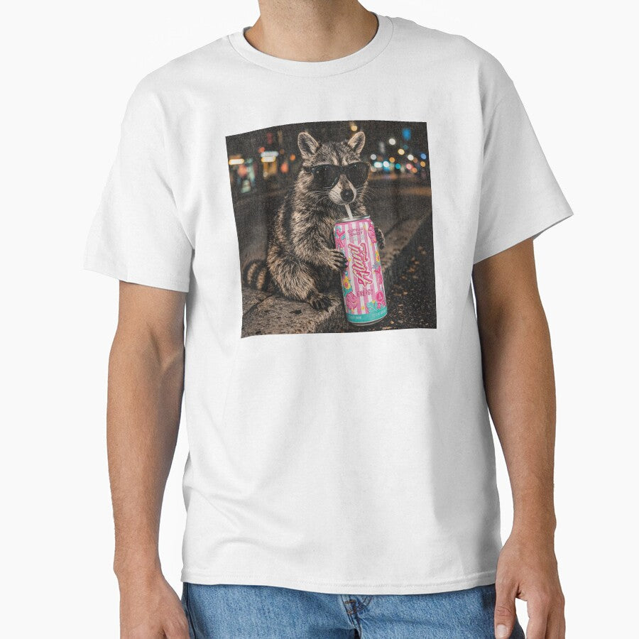 Funny Raccoon Cotton Candy Drink Graphic by SanipepaVase Unisex , , , Long Sleeve Tee