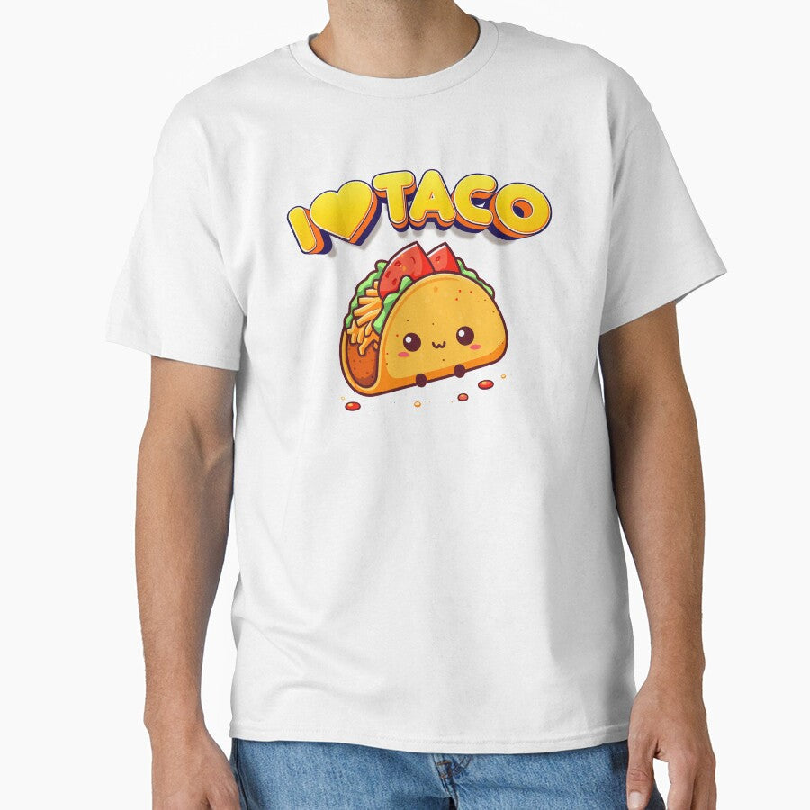 Taco , I Love Taco, Funny Crew Neck Shirts with Taco Graphics, Tacos Gifts for Mexicans, Tacos Birthday Party Shirts by breathlessllc