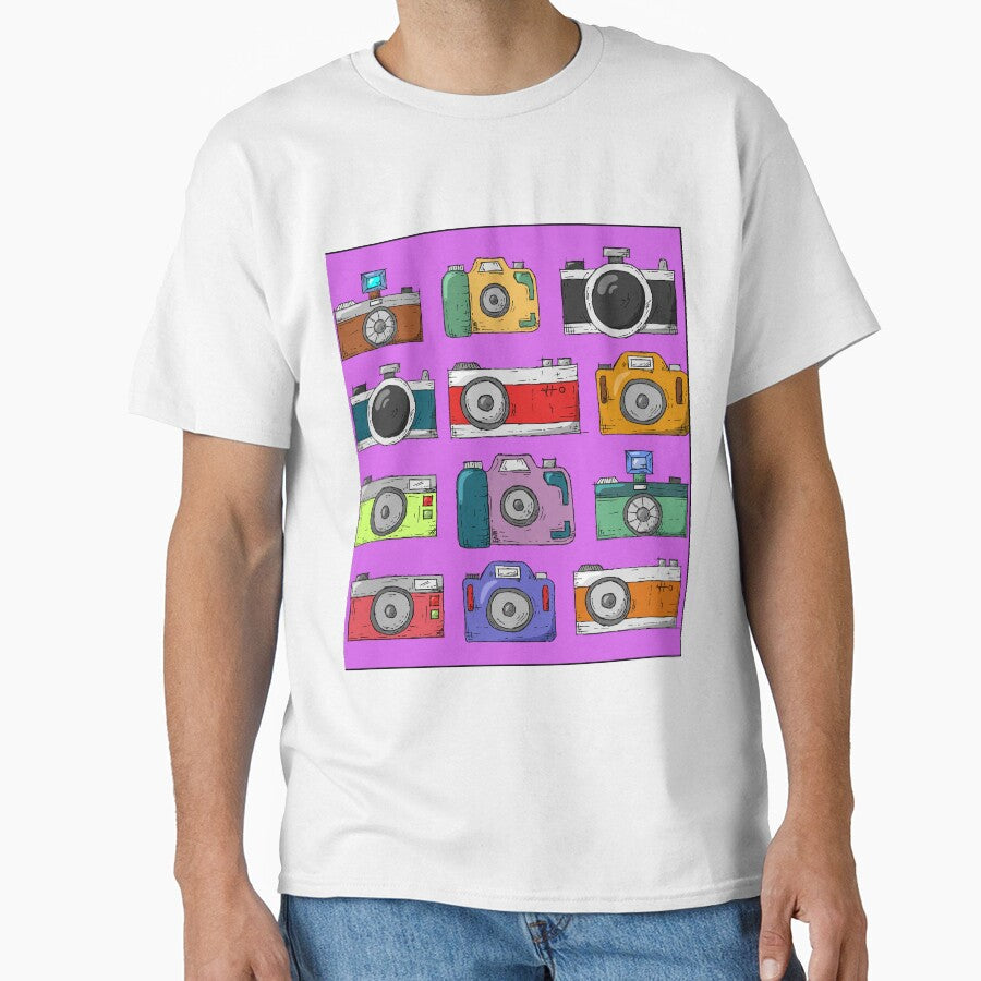Cameras on Dark Pink by KATKattalestv Unisex , , , Long Sleeve Tee