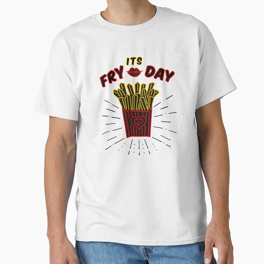 its fry day (french fries) neon lights style graphic artwork - funny, humor by hayrpictures