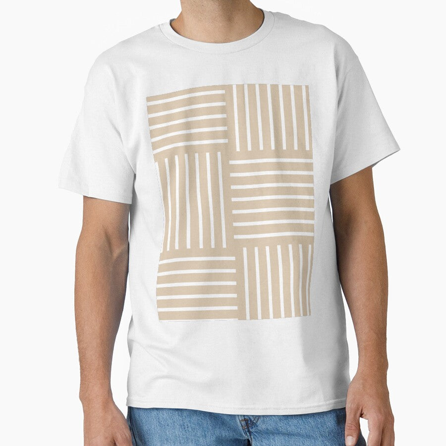 Khaki White Abstract Stripe Geometric Pattern Pairs Valspar 2023 COTY Holmes Cream 3004-10B by ColorOfTheYears