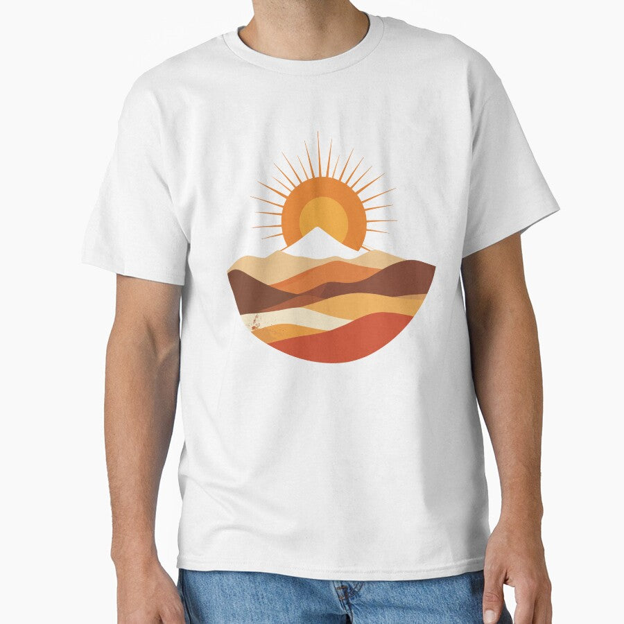 Minimalist Mountain Peak Wall Art - Modern Terracotta Sunset Decor by BestChoiceService