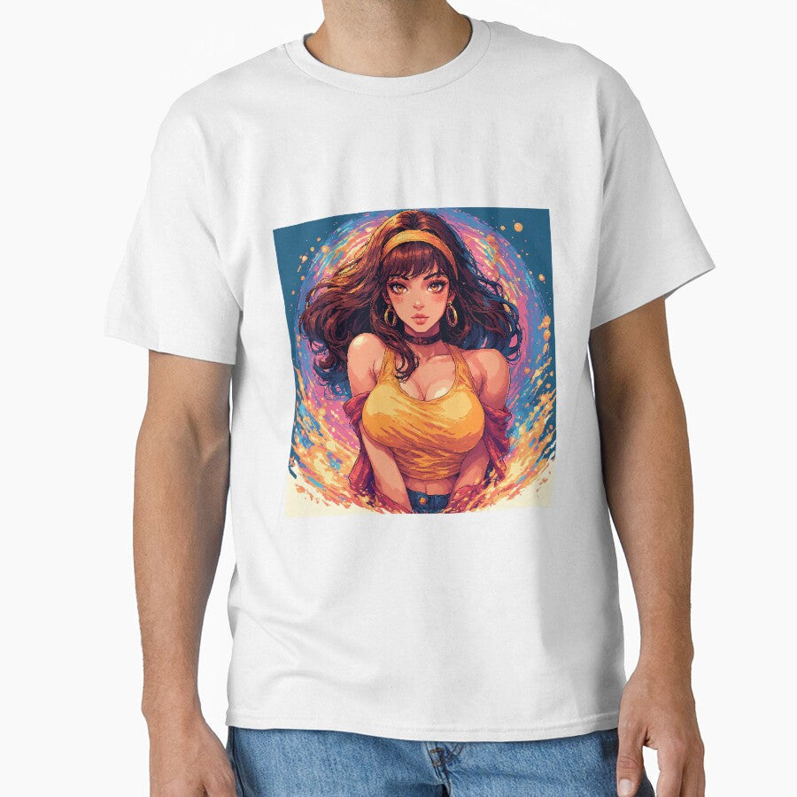 Retro Beautiful Girl colorful by jimcaza Unisex , , , Long Sleeve Tee