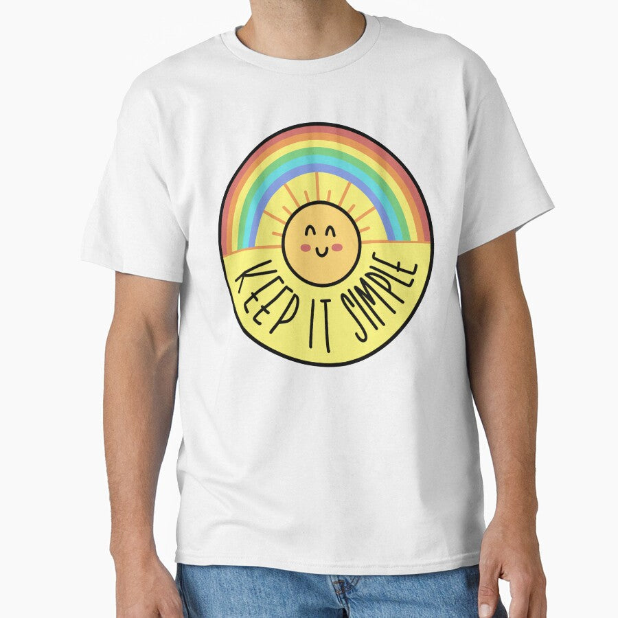 Keep It Simple | Happy Sun & Rainbow Illustration by CarlosAlberto Unisex , , , Long Sleeve Tee