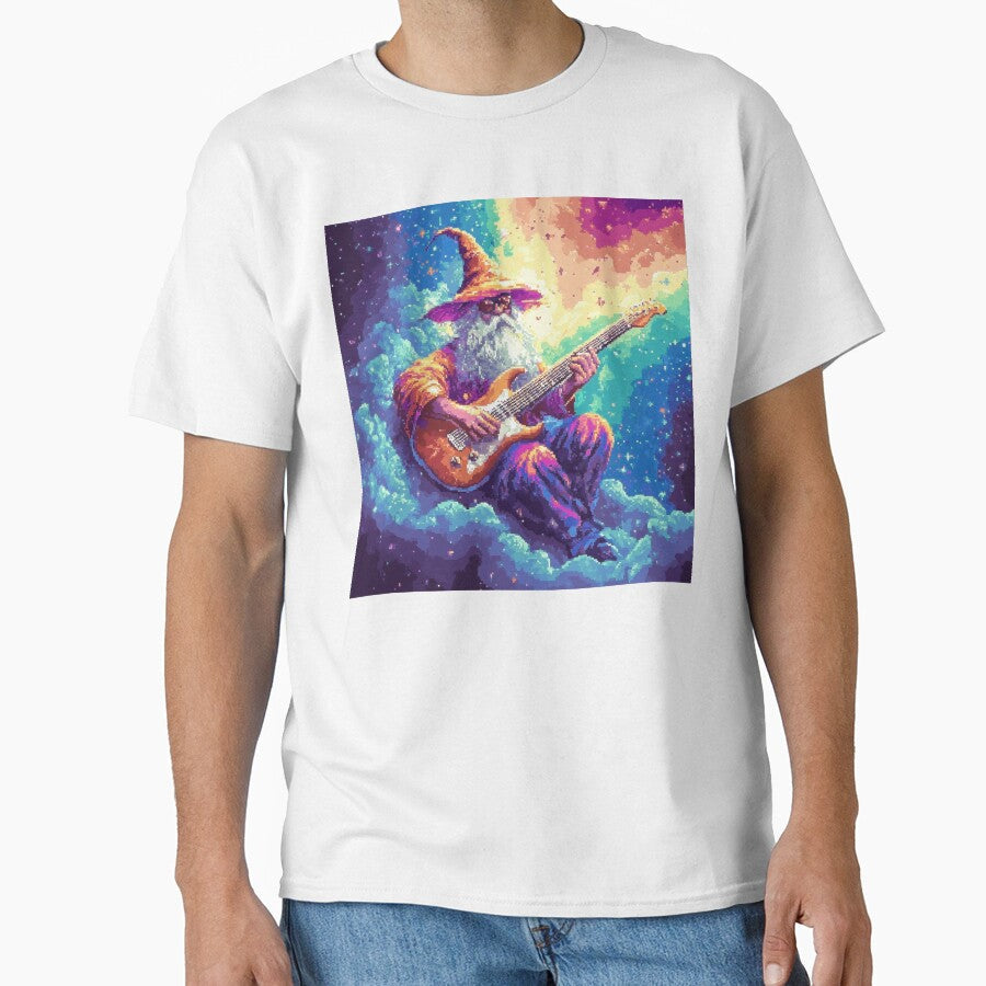 Rainbow Wizard Playing Guitar by Kaos-Bit Unisex , , , Long Sleeve Tee