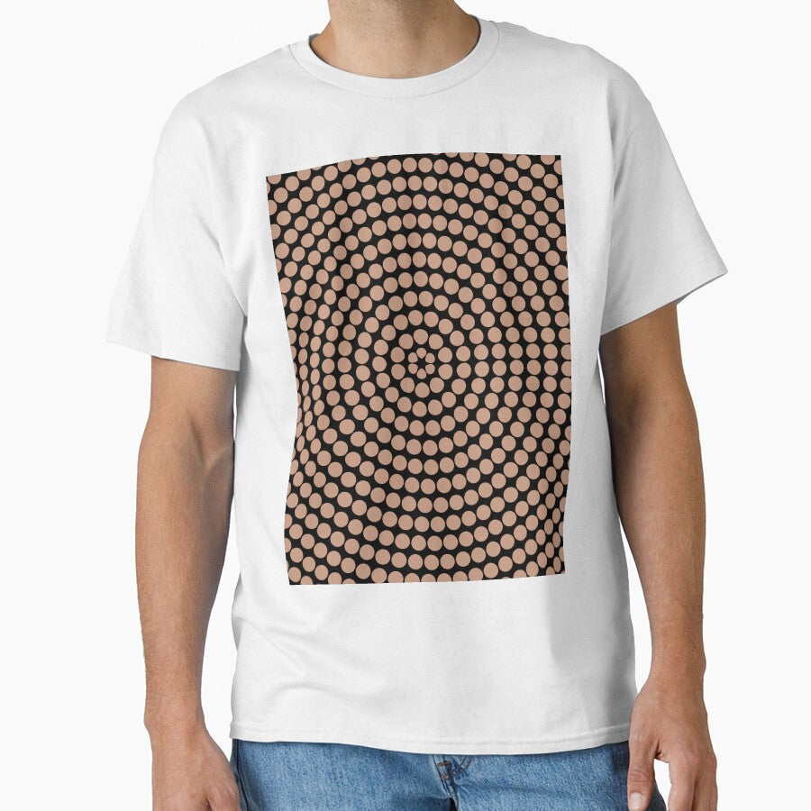 Black and Tan Retro Circle Polka Dot Pattern Pairs DE 2022 Popular Color Chinook Salmon DET456 by ColorOfTheYears