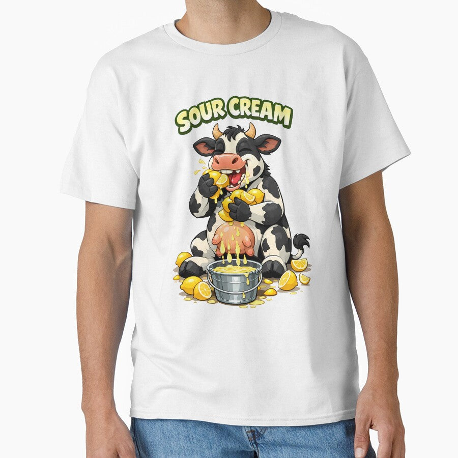 Sour Cream Funny Cow Cartoon – Lemon Pun Cute Animal Meme Design by AuraloomAtelier