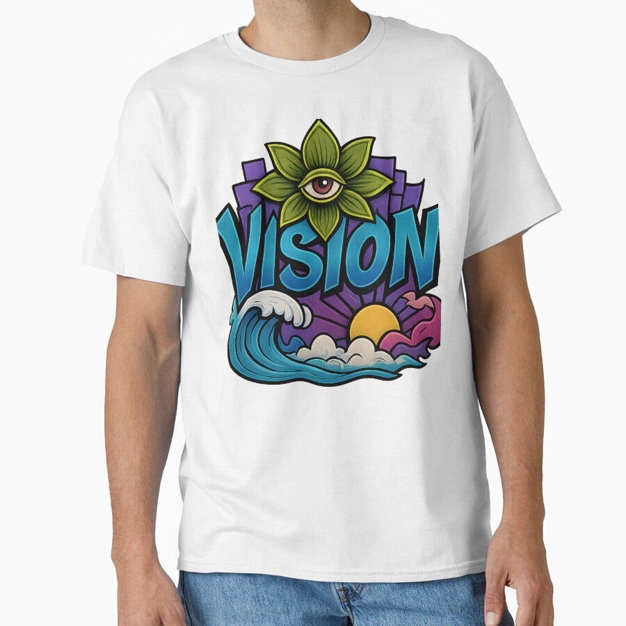 Vision Psychedelic Eye Flower Sunset Wave Trippy Art by DrawHandArt