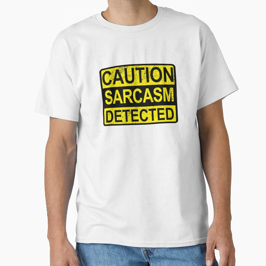 Caution: Sarcasm Detected Funny Sarcastic Humor & Quotes Distressed by BazaarTrades Unisex , , , Long Sleeve Tee