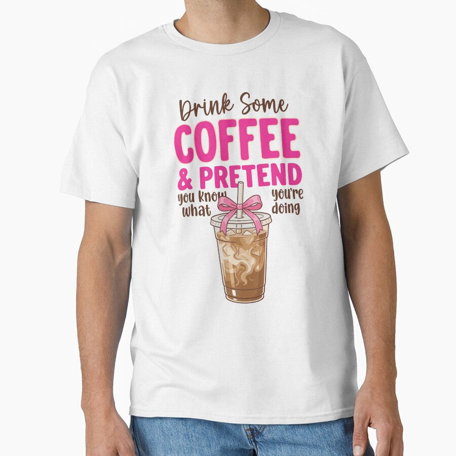 Funny Preppy Iced Coffee Pink Bow Humor by KroghDs Unisex , , , Long Sleeve Tee