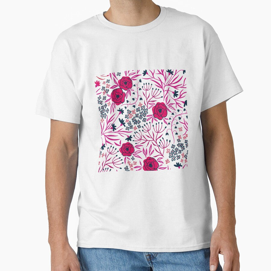 Beautiful Simple Pink Floral design aesthetic by Preety Padhiyar Unisex , , , Long Sleeve Tee