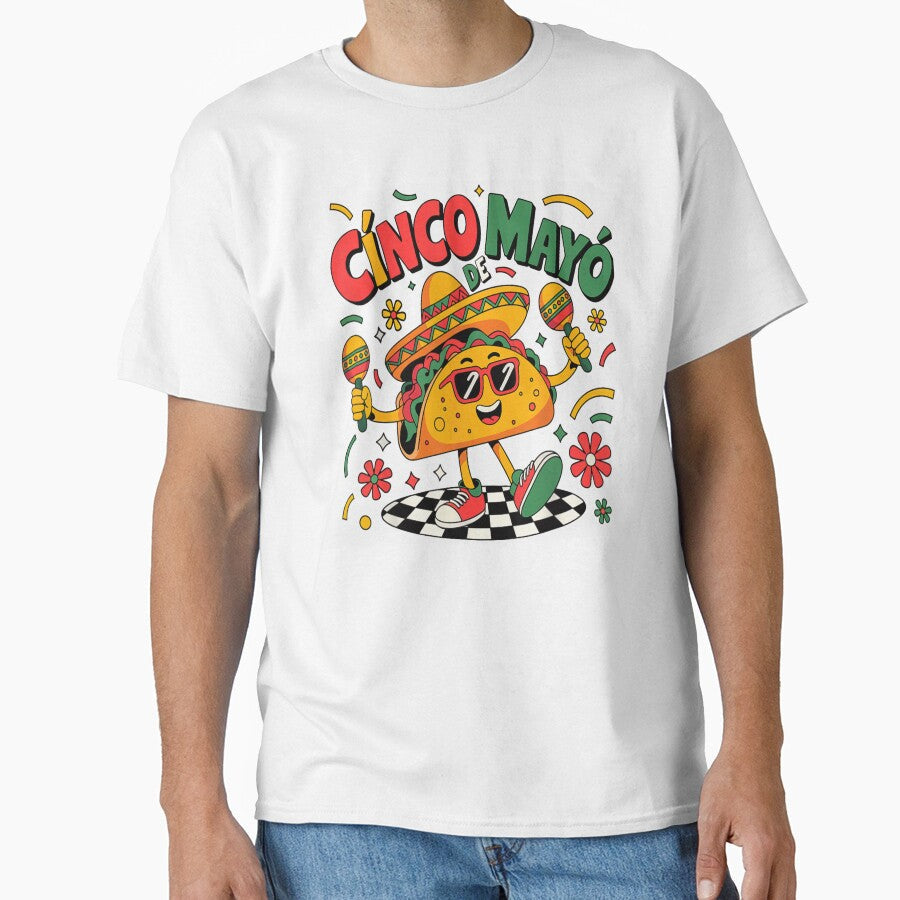 Happy Cinco De Mayo Dancing Taco With Maracas Funny Mexican Fiesta by Serene woods Unisex , , , Long Sleeve Tee