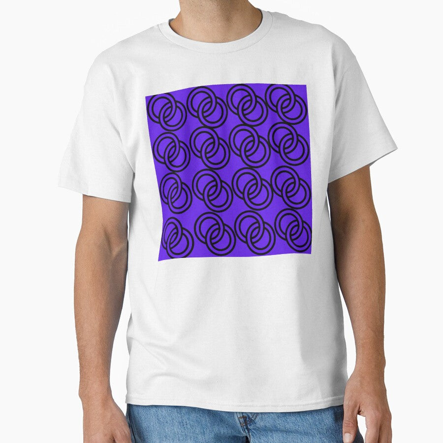 Black Overlapping Circles on Purple – Modern Geometric Pattern Design by Cultradesign