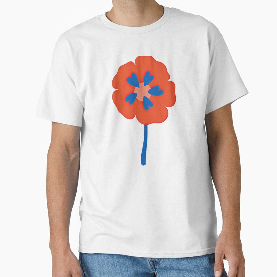 Bold Retro Flower with Blue Heart Petals by ArtfulWeave
