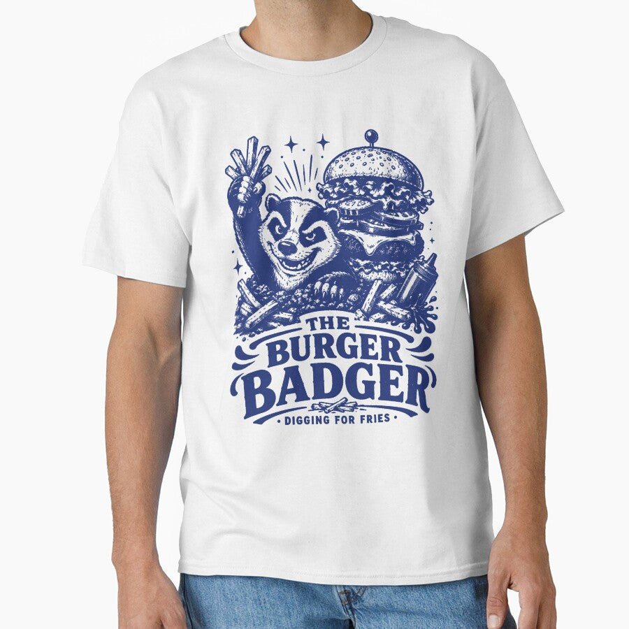 The Burger Badger Digging For Fries by 89shirts Unisex , , , Long Sleeve Tee