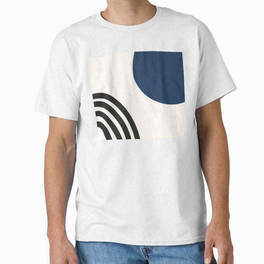 Mid century modern circle and lines in blue by CherieTree
