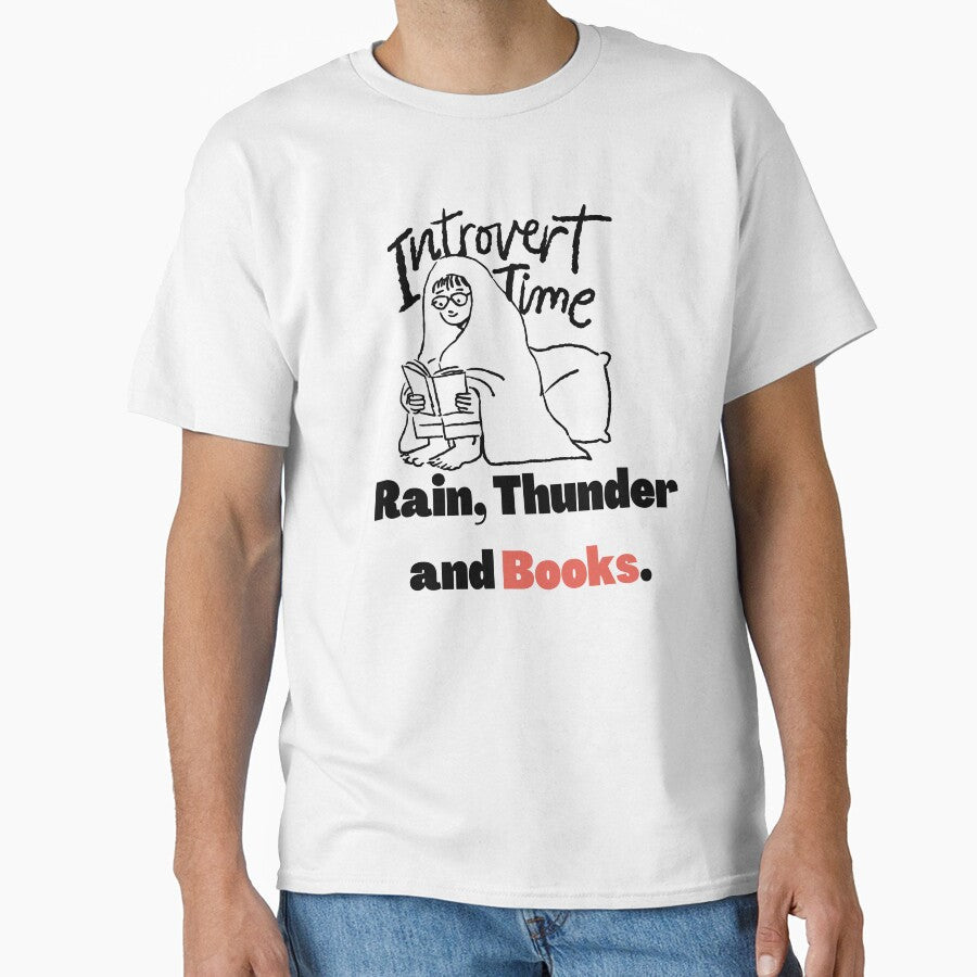 Introvert Time, Rain, Thunder and BOOKS. by TheMajesTee Unisex , , , Long Sleeve Tee