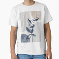 Mid-century modern botanical, lines and shapes in blue and beige B by ArticraftShop