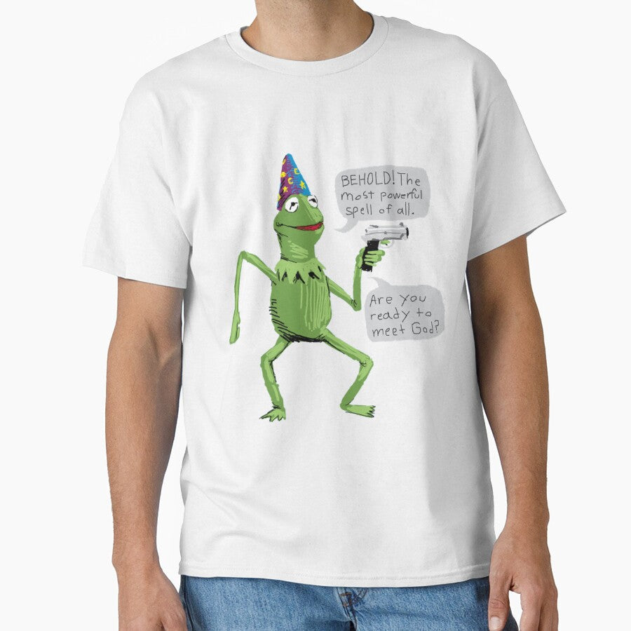 Wizard Kermit with Gun behold the most powerful spell of all. are you ready to meet god| Gift shirt by lucidama