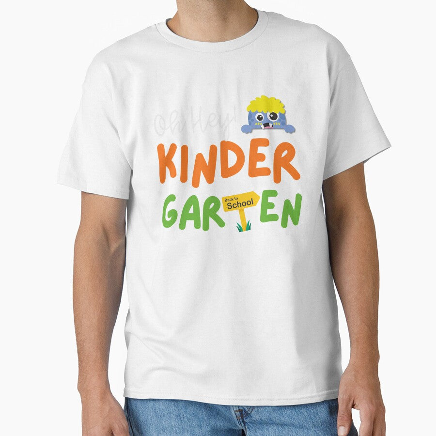 Cute Monster Oh Hey Kindergarten Back To School Men Women Teacher , First Day of School Teacher Back to School Tee Top! by Viran-Designs