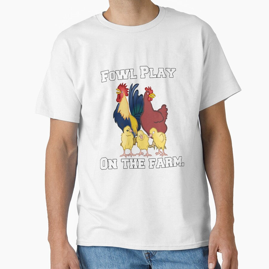Funny Chicken Farmer Humor Fowl Play On The Farm by fantasticdesign Unisex , , , Long Sleeve Tee