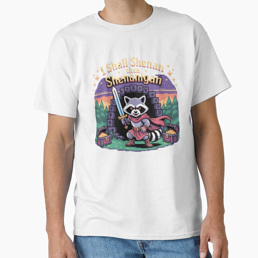 I Shall Shenan Then Shenanigan Funny Raccoon Meme Design by Redgiant87x Unisex , , , Long Sleeve Tee