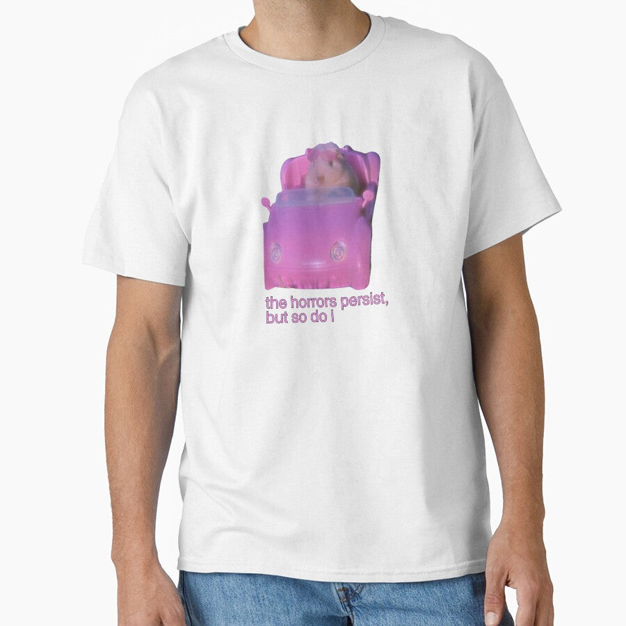 the horrors persist, but so do i hamster meme by mooneko Unisex , , , Long Sleeve Tee