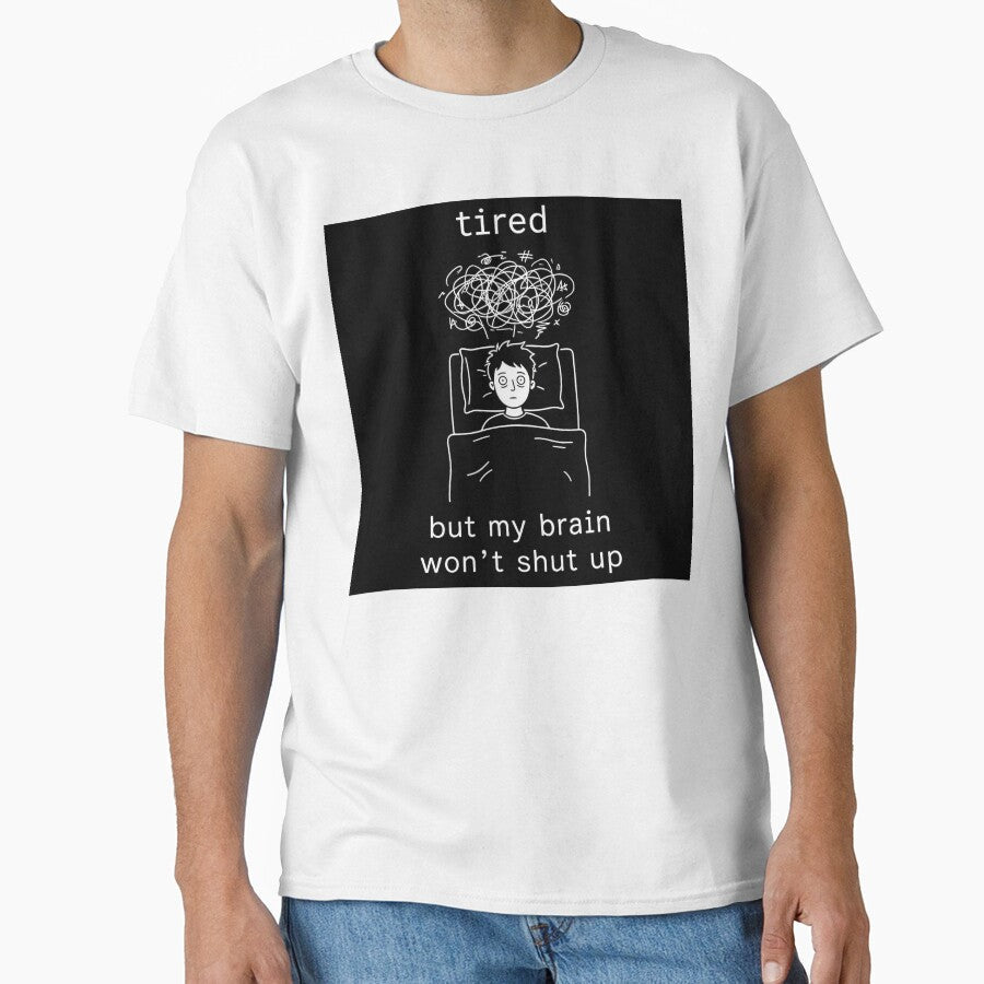 Tired But My Brain Won’t Shut Up Dark Humor by apex.vibe Unisex , , , Long Sleeve Tee