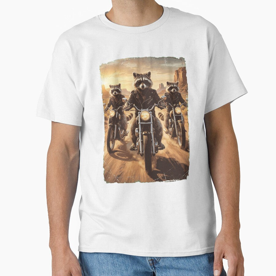 Funny Raccoon Motorcycle Meme Animal Lover by DoodleTortle Unisex , , , Long Sleeve Tee
