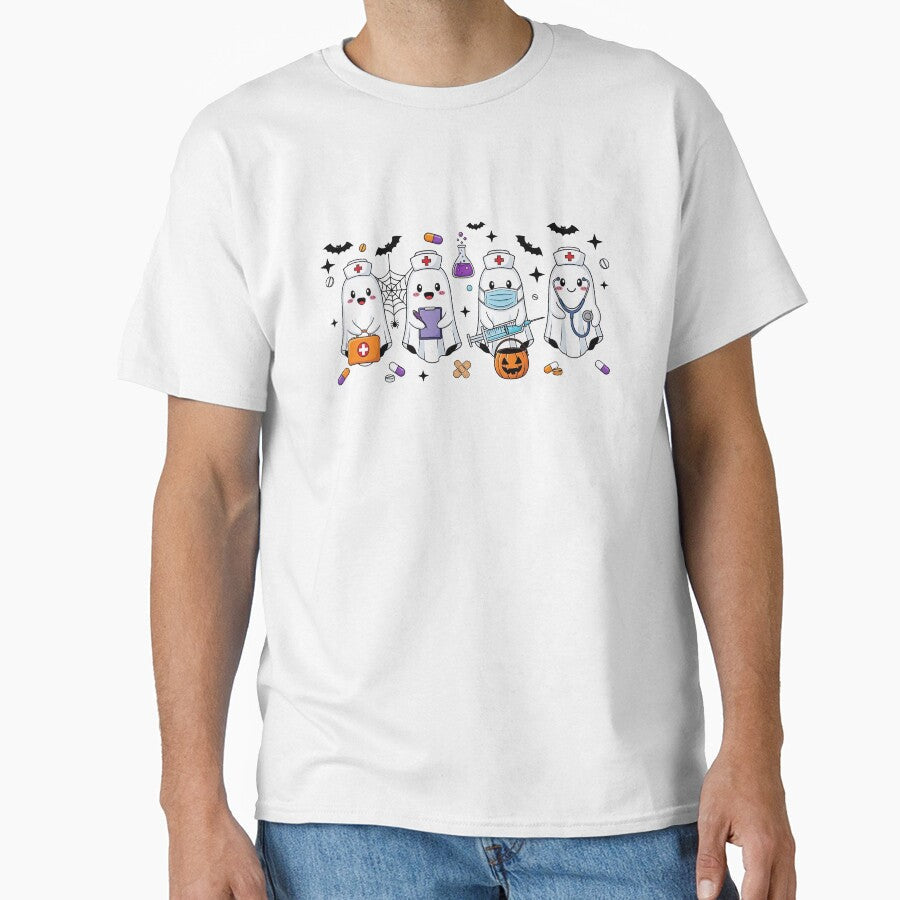 Ghost Nurses Halloween Crew Funny Nursing Gift Women by wabeen Unisex , , , Long Sleeve Tee