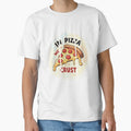 Funny Foodie Design- Cheesy Pizza Slice Illustration - Pepperoni Pizza by PriyaMagic Unisex , , , Long Sleeve Tee