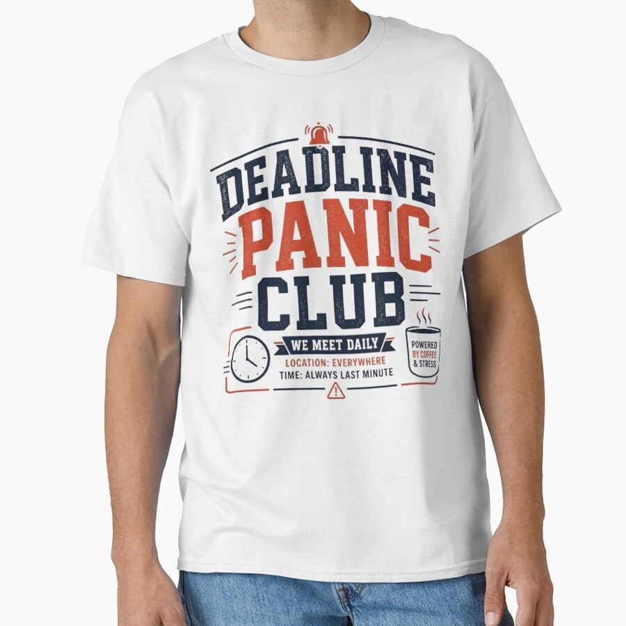 Deadline Panic Club Funny Office Humor Design by Eng-Art Unisex , , , Long Sleeve Tee
