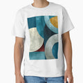 Modern Curved Geometric Abstract in Teal & Gold by SlowRegardArt