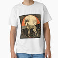 standing whippet dog in romantic vintage woodcut style by WallyPink Unisex , , , Long Sleeve Tee