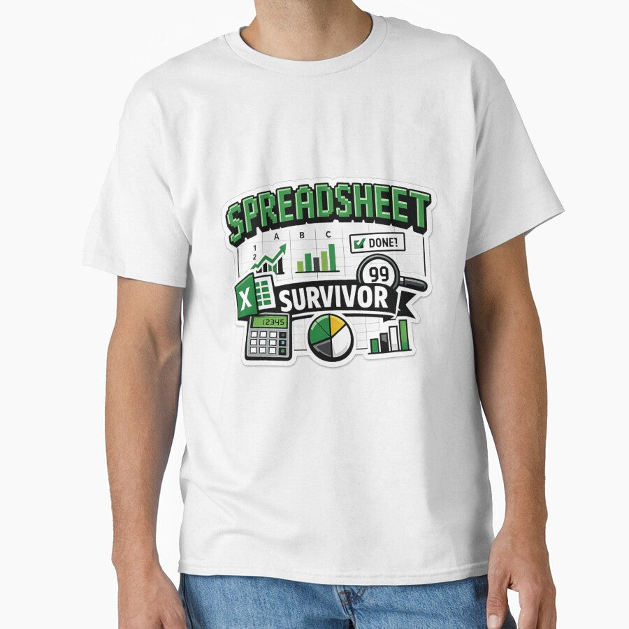 Spreadsheet Survivor Excel Humor Sticker by Crybyte Studio Unisex , , , Long Sleeve Tee