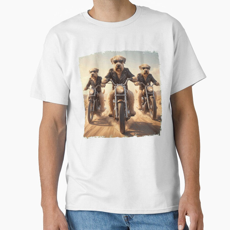 Funny Soft Coated Wheaten Terrier Motorcycle Meme Dog Lover by DoodleTortle Unisex , , , Long Sleeve Tee