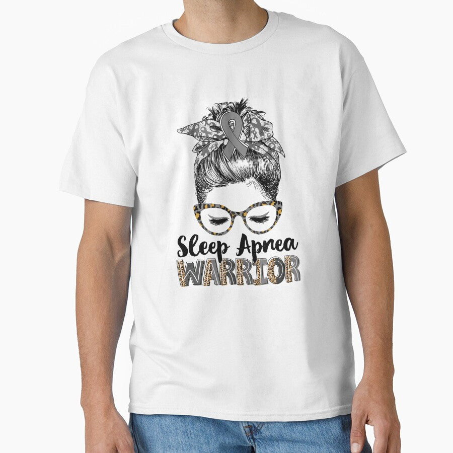 Messy Bun Leopard Sleep Apnea Warrior by rechardtee Unisex , , , Long Sleeve Tee