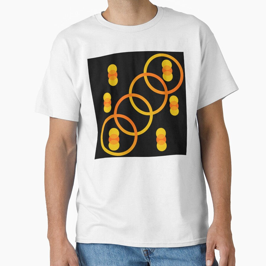 Overlapping Yellow Orange Circles on Black – Modern Abstract Dot Pattern by Cultradesign
