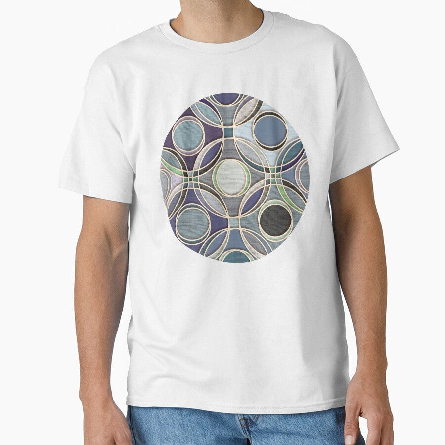 Textured Circles Geometric Abstract in Calm Cool Colors by micklyn