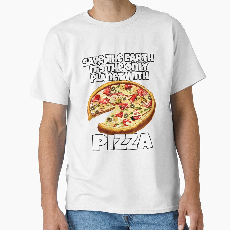 Earth Only Planet With Pizza Funny Pizza Lover by fantasticdesign Unisex , , , Long Sleeve Tee