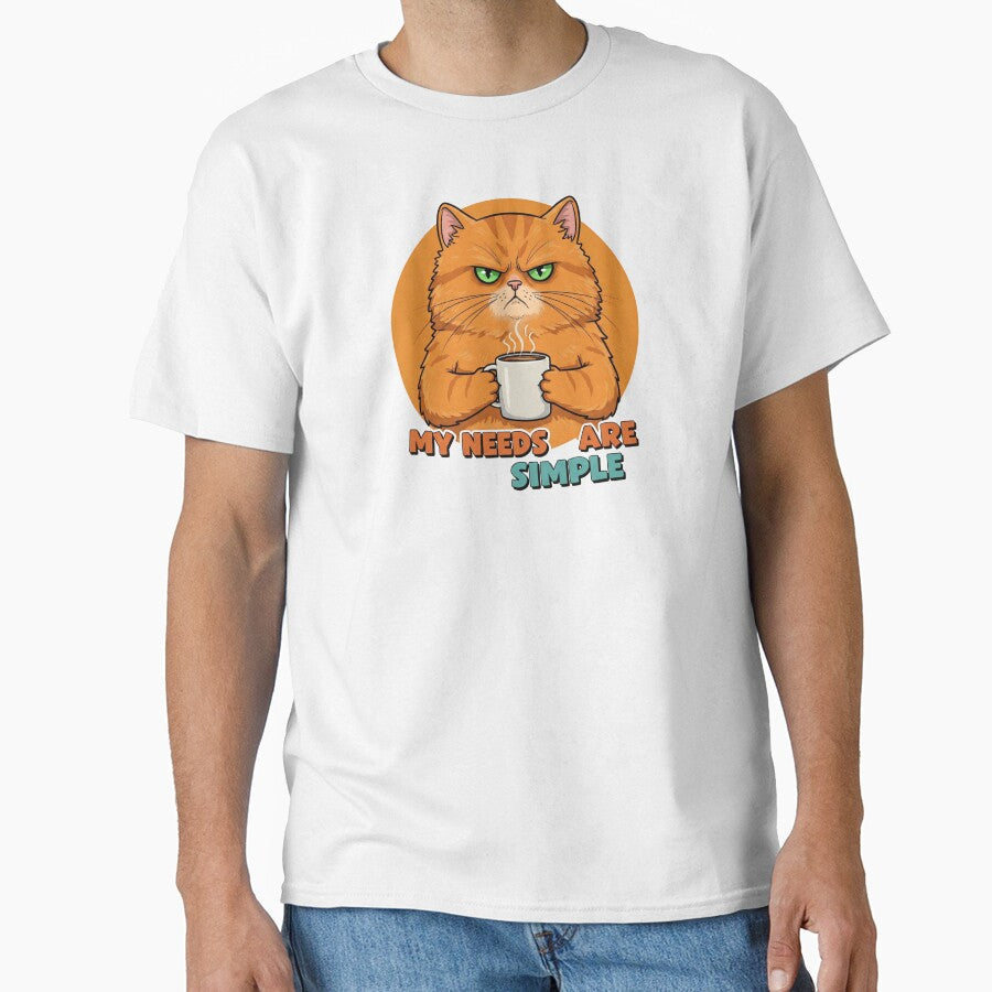 My Needs Are Simple | Fun and Relatable Minimalist Graphic by Tw1nsAIArt Unisex , , , Long Sleeve Tee