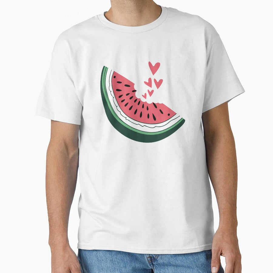 Watermelon slice hearts kawaii summer fruit eating lover art by alenaz Unisex , , , Long Sleeve Tee