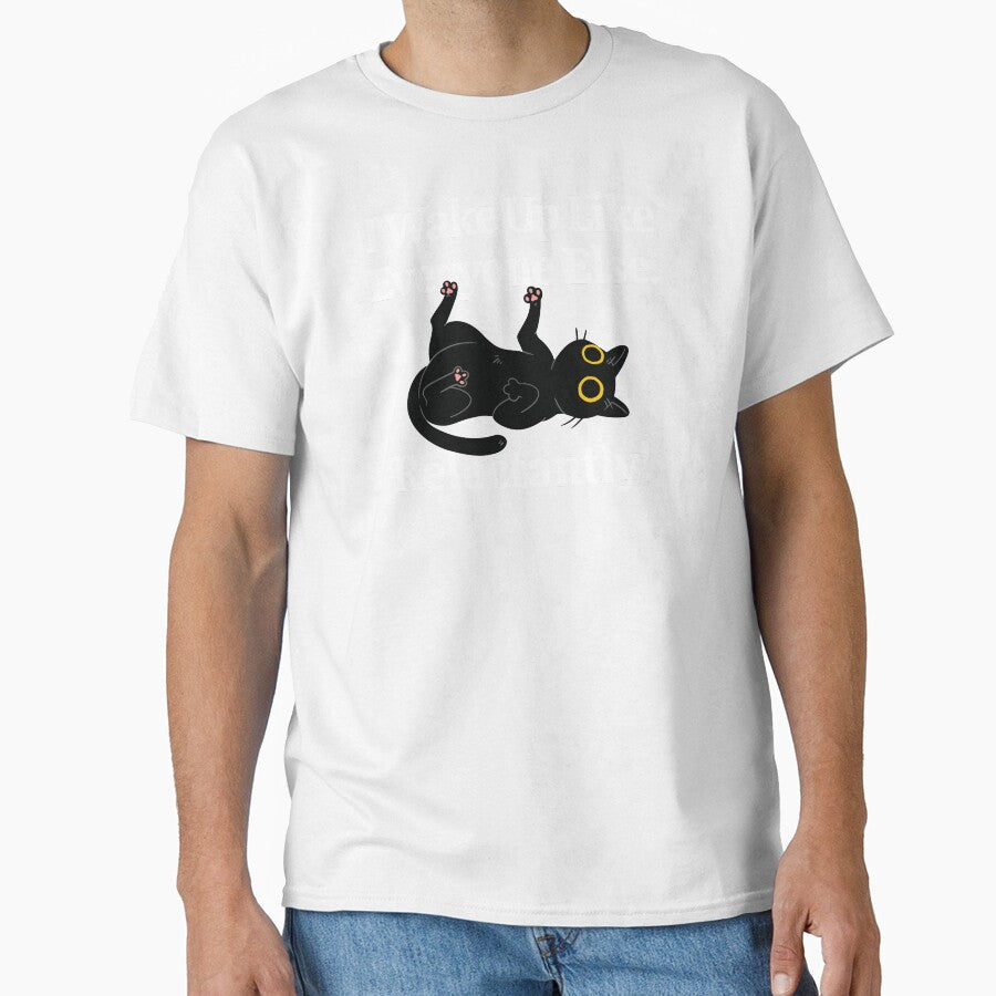 Wake Up Everyone Else Reluctantly Funny Tees s Pins Stickers Magnets Mugs Dark Humor Black Cats Chronic Illness Mental Health by ChronicillnessT