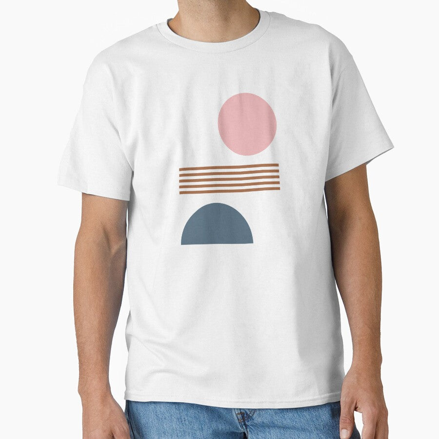 Minimalist Modern Geometric Shapes and Lines Pattern in Pink, Blue, and Terracotta by JuneJournal