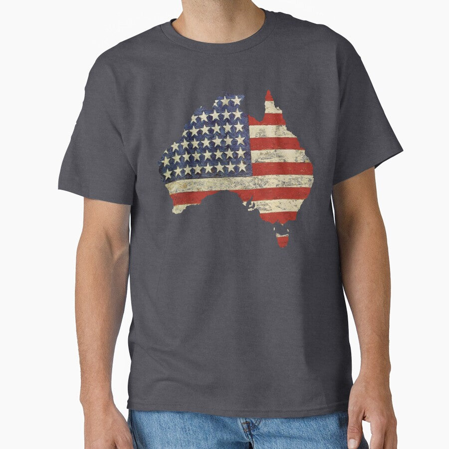 American Australian Vintage Flag Map by drubdrub