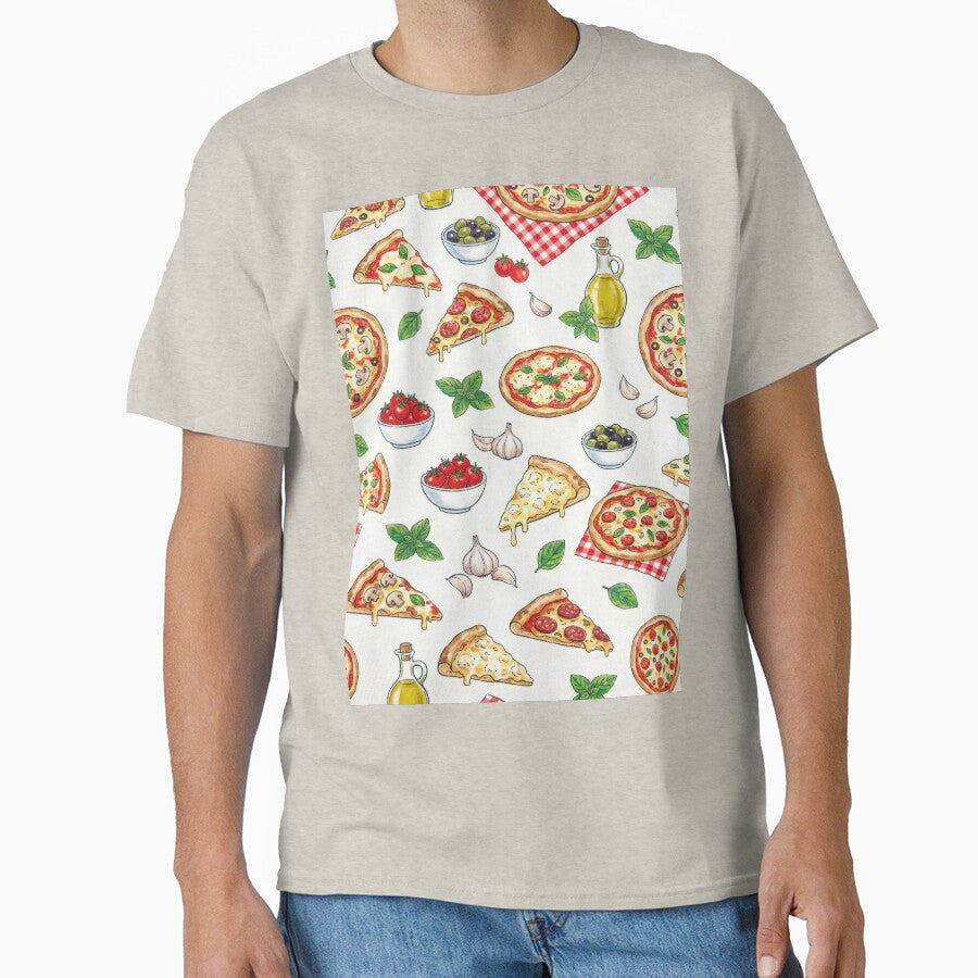 Italian pizza pattern by Jandedan Unisex , , , Long Sleeve Tee