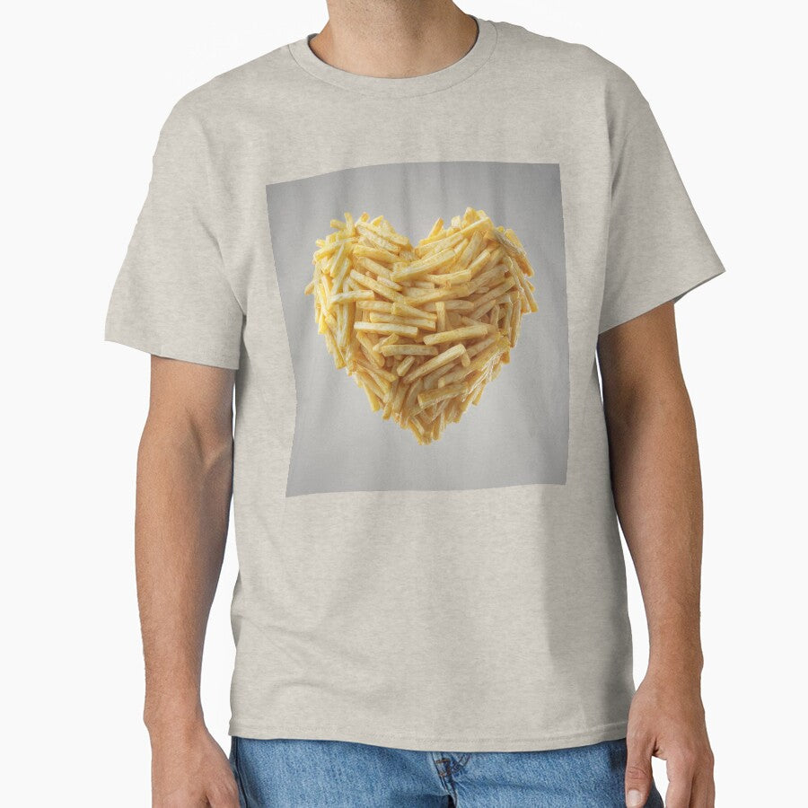 Heart Made of French Fries – Funny Fast Food Lover Design by WordPlayStudio Unisex , , , Long Sleeve Tee