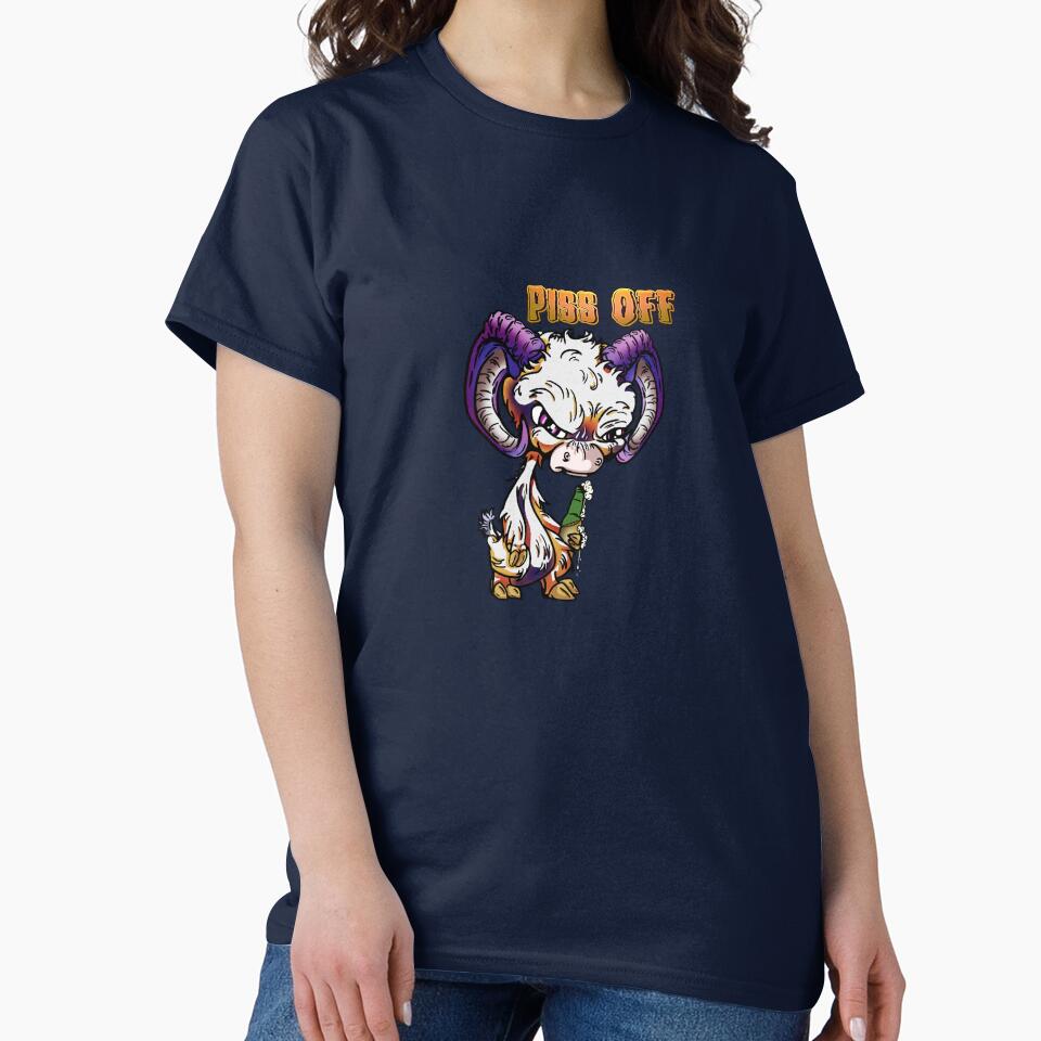 Purple and Orange Cartoon Drink GOAT - Piss Off by iduzarts Unisex , , , Long Sleeve Tee