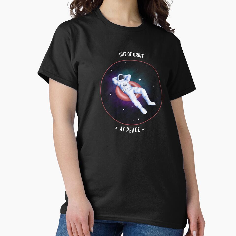 Floating Astronaut Finding Peace T-shirt by DesignbyAACreations
