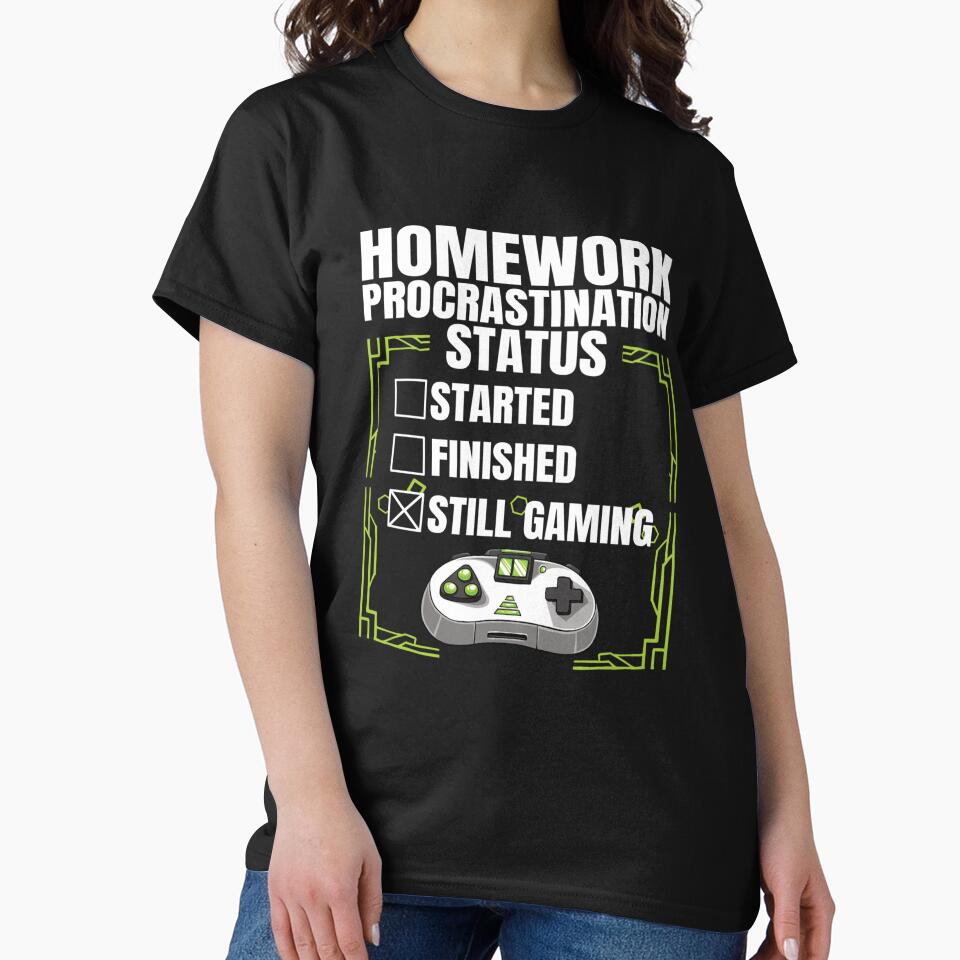 Homework Procrastination Status Gaming Funny Gamer Boy Teens by taaddison50